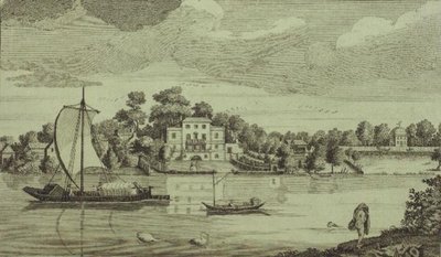 منظر لمنزل السيد بوب المحتفل به في تويكنهام ، حوالي عام 1750 (نقش) بواسطة روبرت ساير