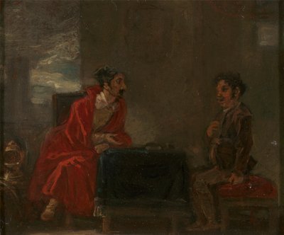 رسم توضيحي لدون كيشوت ، شخصيتان على طاولة بواسطة روبرت سميرك