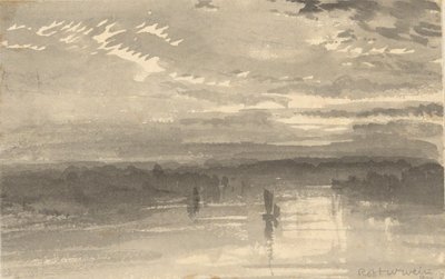 المناظر الطبيعية - الغيوم والمياه والمراكب الشراعية بواسطة Robert Walter Weir