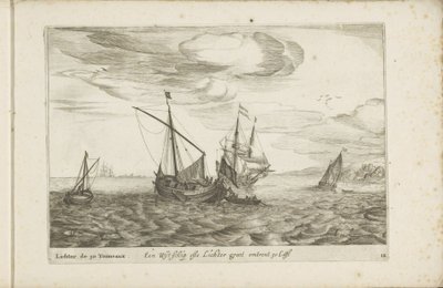 ويجدشة من ليختر Een Wyt-schip ofte Lichter groot حوالي 30 Last / Lichter de 30 Tonneaux (العنوان على الكائن) لا توجد سفن متنوعة في حد ذاتها في المقاطعات الموحدة بواسطة جيرارد فالك