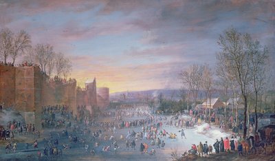 التزلج على Stadtgraben في بروكسل ، 1649 (لوحة) بواسطة روبرت فان دن هويكي