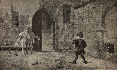 أولتيمو أ كومبارير فو غامباستورتا (على طول جاء غامباستورتا)، نقش من لوحة لروبرتو فونتانا (1844-1907)، من إلسترازيوني إيطاليانا، السنة 10، العدد 47، 25 نوفمبر بواسطة روبرتو فونتانا