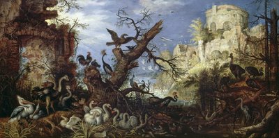 المناظر الطبيعية مع الطيور بواسطة Roelandt Jacobsz. حفظ