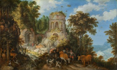 المناظر الطبيعية مع الرحلة إلى مصر بواسطة Roelandt Savery