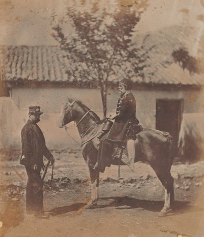 عمر باشا وضابط الاتصال البريطاني ، العقيد لينتورن سيمونز ، 1855 بواسطة روجر فينتون