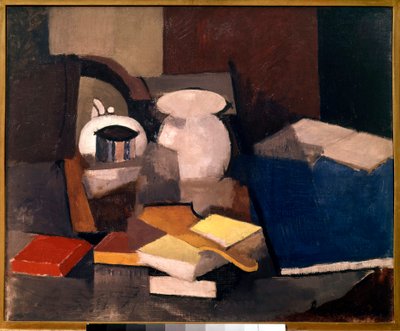 لا تزال الحياة مع الكتب والبطاقات اللوحة لروجر دي لا فريسناي (1885-1925) 1913 صن. 0.6x0.73 م باريس ، المتحف الوطني للفن الحديث بواسطة روجر دي لا فريسناي