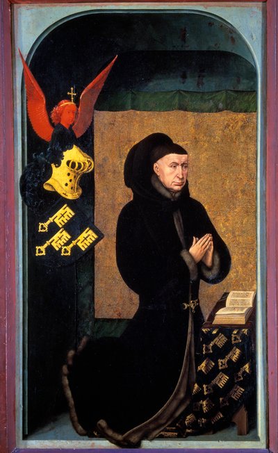 صورة لنيكولا رولين (1376-1461) مستشار بورغندي في عهد فيليب لوبون ومؤسس Hospices de Beaune في عام 1443 لوحة لروجير (روجر) فان دير وايدن (1400-1464) القرن الخامس عشر ، متحف فندق ديو - صورة لنيكولاس رولين (1376-1 بواسطة روجير فان دير ويدين