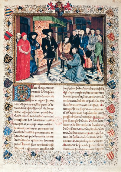 Presentation of the Chronicles of Hainaut to the Duke of Burgundy Philippe the Good (1396-1467) by Jean Wauquelin بواسطة روجير فان دير ويدين