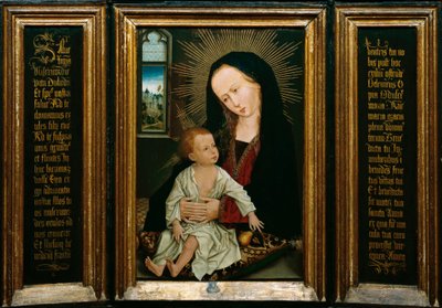 Salve Regina (Salve، O Queen، Catholic Prayer)، تمثيل السيدة العذراء والطفل يحمل الكمثرى (زيت على خشب) بواسطة روجير فان دير ويدين