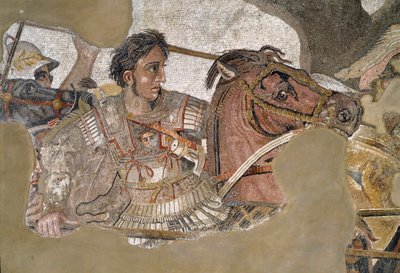 الإسكندر الأكبر (356 - 323 قبل الميلاد) على حصانه Bucephale. فسيفساء من بيت فاون ، بومبي بواسطة رواية
