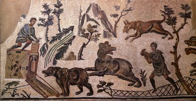 Bear hunting (mosaic, 4th century BC) بواسطة رواية