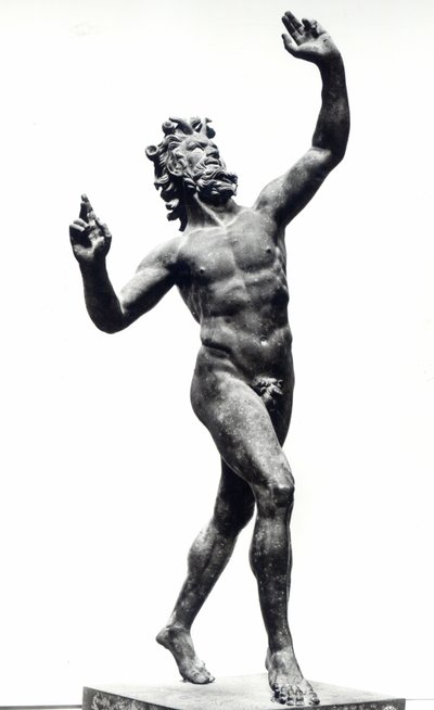 Dancing Faun, from the House of the Faun, Pompeii (bronze) (b/w photo) بواسطة رواية