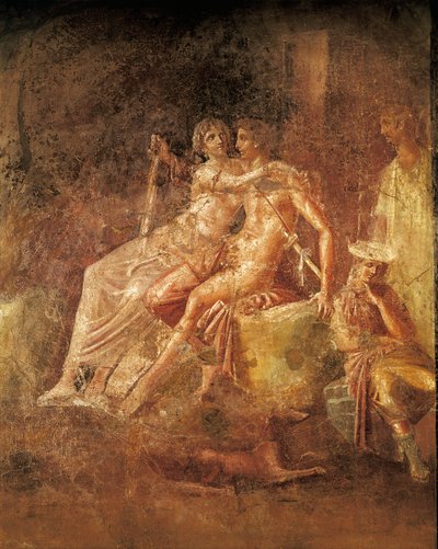 Fresco depicting Ares and Aphrodite, House of Citharist, Pompei, Italy (mosaic) بواسطة رواية