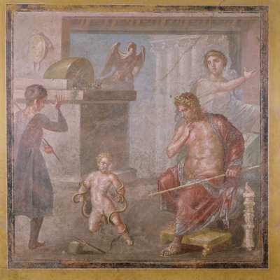 هرقل خنق الثعابين عندما كان طفلاً ، Casa dei Vettii ، c.50-79 م بواسطة رواية