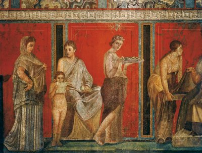 Initiation rites of the cult of Dionysus, fresco from the Villa Dei Mysteri بواسطة رواية