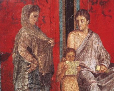 Initiation rites of the cult of Dionysus, fresco from the Villa Dei Mysteri بواسطة رواية