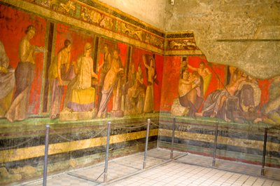 Initiation rites of the cult of Dionysus, fresco from the Villa Dei Mysteri بواسطة رواية