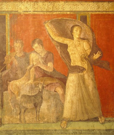 Initiation rites of the cult of Dionysus, fresco from the Villa Dei Mysteri بواسطة رواية