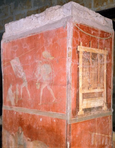 إيطاليا ، نابولي ، Museo Archeologico Nazionale ، Dyers ، الرسم من House of Fullonica in Pompeii (قائمة اليونسكو للتراث العالمي بواسطة رواية