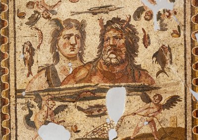 Oceanus and Tethys, Mosaic from ancient Daphne, Harbiye, Turkey. Roman civilization, 4th century AD بواسطة رواية