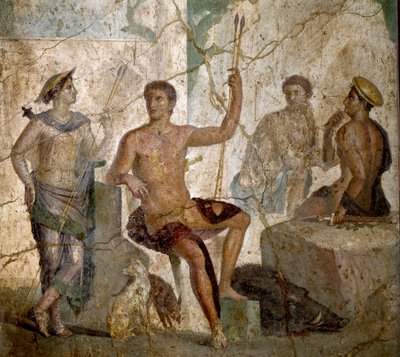 Roman Art: “” Meleagre and Atalante””” Roman fresco from the 1st century AD. from Pompei. Naples, National Archaeological Museum - Roman art: Meleager and Atalanta. Roman fresco of the 1st century AD from Pompeii. National Archaeological Museum, Naples, It بواسطة رواية