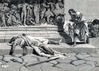تم العثور على جثة Publius Clodius Pulcher (92-52 قبل الميلاد) على طريق أبيا روما (نقش) بواسطة رواية