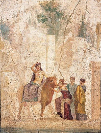 اغتصاب أوروبا ، 1st H. 1st cen. ميلادي. بواسطة لوحة جدارية رومانية بومبيان.