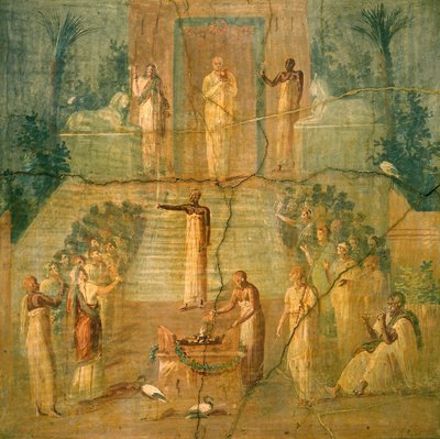 Ceremony of the Cult of Isis, from Pompeii (fresco) بواسطة رومان رومان