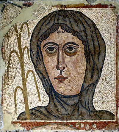Roman art: allegory of winter as a woman wearing a veil. Mosaic of the 5th century. From Quintana del Marco (Leon) Spain Madrid, National Archaeological Museum بواسطة رومان رومان