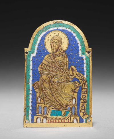 لوحة: نبي جالس من ضريح ريليكاري: أوسيا (هوشع) ، حوالي 1170-1180 (نحاس مُذهَّب ، مينا شامبلفي) بواسطة رومانيسك