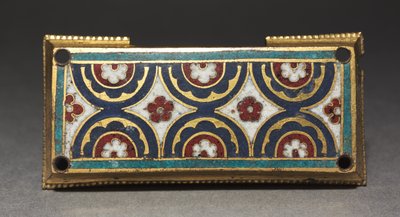 لوحة ، على الأرجح من ضريح ريليكاري ، حوالي 1180-1190 (نحاس مُذهَّب ، مينا تشامبليف ومينا مصوغة بطريقة) بواسطة رومانيسك