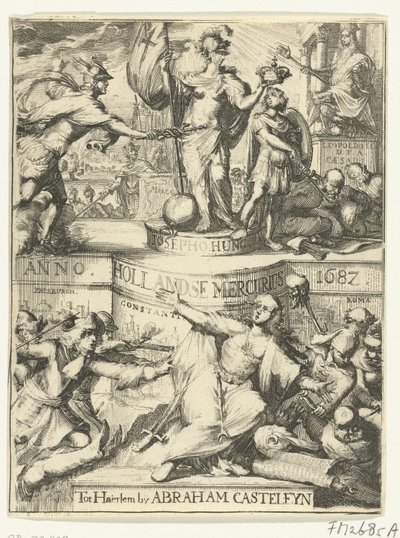 صفحة العنوان لـ Hollandsche Mercurius حوالي عام 1687 بواسطة رومين دي هوج (منسوب إلى)
