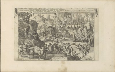 Bedelaars في Oost- en West-Indi Bedel en Slacht-Papen Afgoden der Mexicanen / Mendian Priests and Sacrifians to the Divinitea of ​​the Mexicans (العنوان على الكائن) جزر الهند الشرقية والغربية وأماكن أخرى (عنوان السلسلة) بواسطة Romeyn de Hooghe