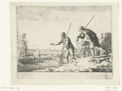 جنديان على ضفة نهر بواسطة Romeyn de Hooghe