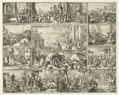 اضطهاد البروتستانت في فرنسا بعد إلغاء مرسوم نانت ، 1685-1686 الطغيان ضد الإصلاحيين في فرنسا (العنوان على وجوه) بواسطة رومين دي هوج (منسوب إلى)