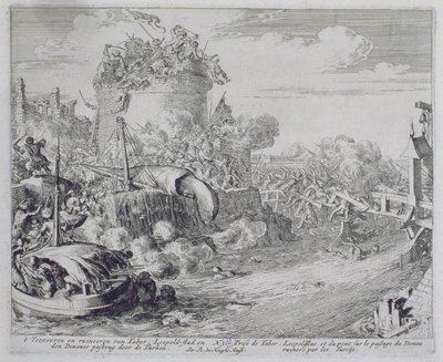 دورة طباعة فيينا ، غزو جزيرة تابور في ضواحي ليوبولدشتات ، 1683 بواسطة Romeyn de Hooghe