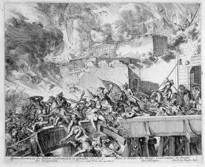 دورة طباعة فيينا ، انفجار لغم ولغم مضاد ، غارة على الأتراك ، 1683 بواسطة Romeyn de Hooghe