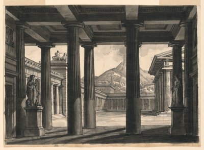 تصميم المسرح لأوبرا "The Last Day of Pompeii" في لا سكالا ، ميلانو ، 1827 بواسطة رومولو أخيل ليفراني