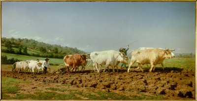 لو plowing nivernais ، le sombrage لوحة لماري روزالي بونور ديت روزا بونور (1822-1899) 1849 صن. 1.3x2.6 م باريس ، متحف أورساي بواسطة بينك بونور