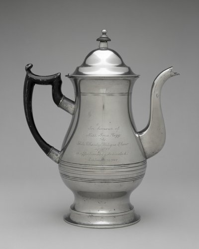 Coffeepot or Teapot, c. 1830-1870 (pewter, unidentified wood) بواسطة روزويل (Attr. To) Gleason
