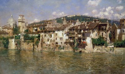 Adige in Verona, by Rubens Santoro (1859-1942), oil on canvas بواسطة روبنز سانتورو