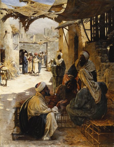 عرب يتحدثون في شارع القرية ، 1894 بواسطة رودولف و G. Swoboda