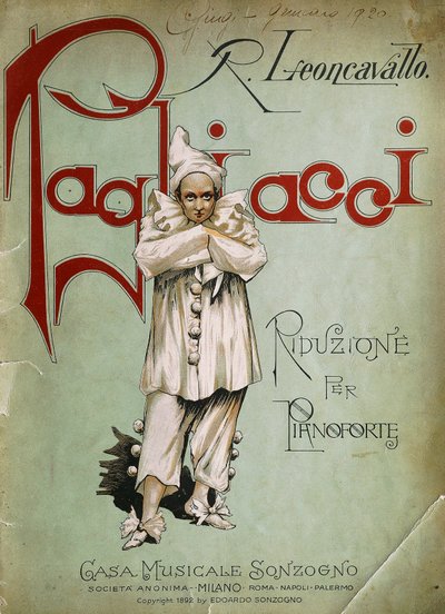 صفحة عنوان تخفيض البيانو لـ Pagliacci بواسطة روجيرو ليونكافالو
