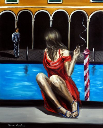 الحب في البندقية، 2025 (زيت على قماش) بواسطة روسلانا ليفاندوسكا