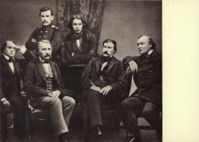 L N Tolstoi مع الكتاب والمساهمين في مجلة "Sovremennik" ، بيتربورغ بواسطة مصور روسي
