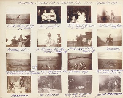 العائلة الإمبراطورية الروسية ، صفحة من ألبوم للصور ، حوالي 1897-99 (صورة بالأبيض والأسود) (انظر أيضًا 487673-80) بواسطة مصور روسي