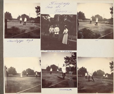 العائلة الإمبراطورية الروسية ، صفحة من ألبوم للصور ، حوالي 1897-99 (صورة بالأبيض والأسود) (انظر أيضًا 487673-80) بواسطة مصور روسي