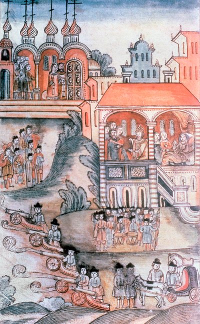 الاحتفال بميلاد بطرس الأول (1672-1725) في روسيا بواسطة المدرسة الروسية