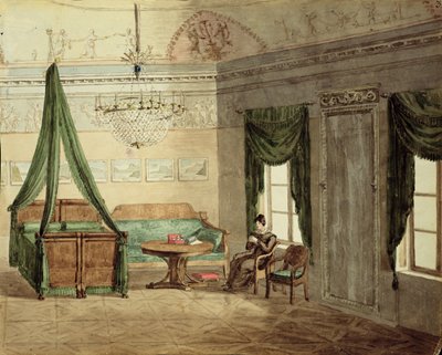 حجرة النوم الكلاسيكية الجديدة ، 1819 (مرحاض على ورق) بواسطة المدرسة الروسية