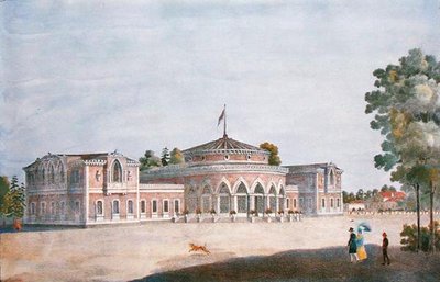 محطة سكة حديد ومطعم فرنسي في حديقة كاترين ، 1824 بواسطة المدرسة الروسية